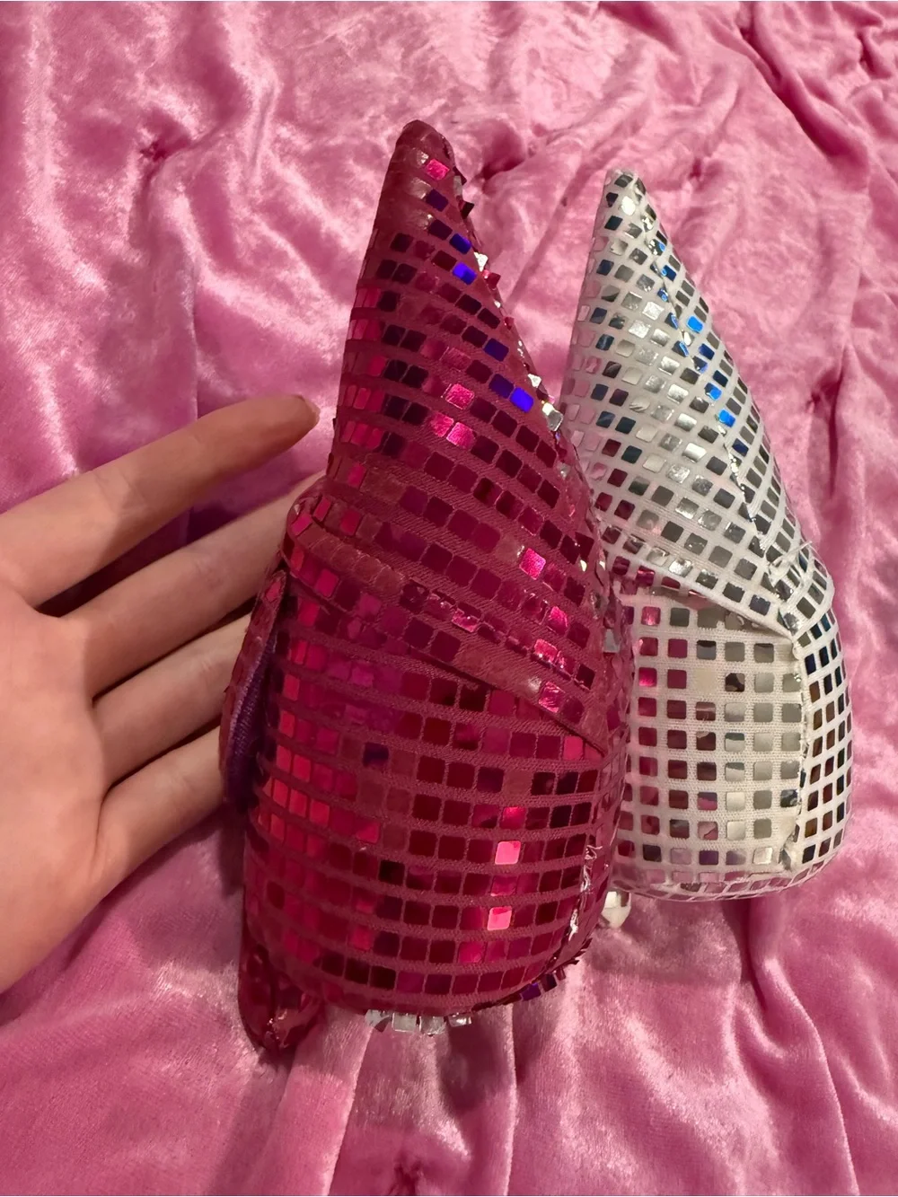 Sequin Gnome Figurine Set - Pink and White